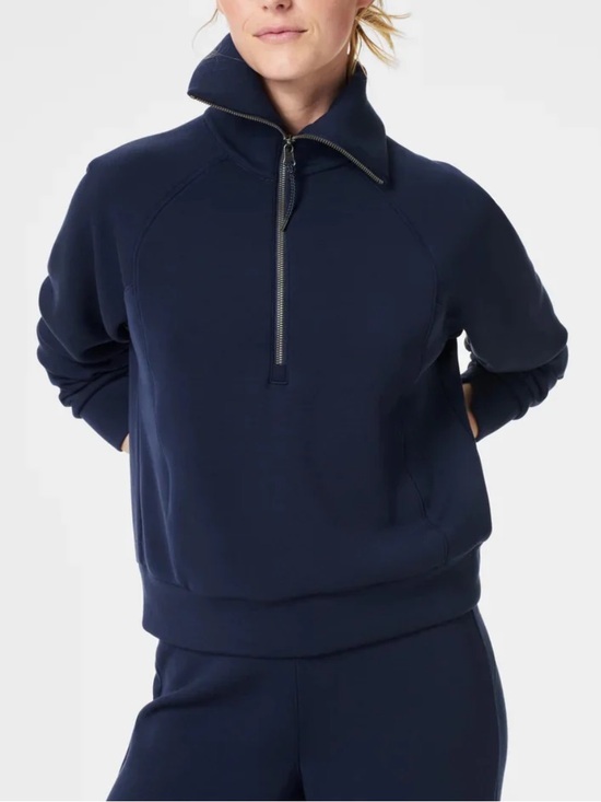 SPANX Tops - Spanx Air Essentials Half Zip Pullover Timeless Navy Size S
